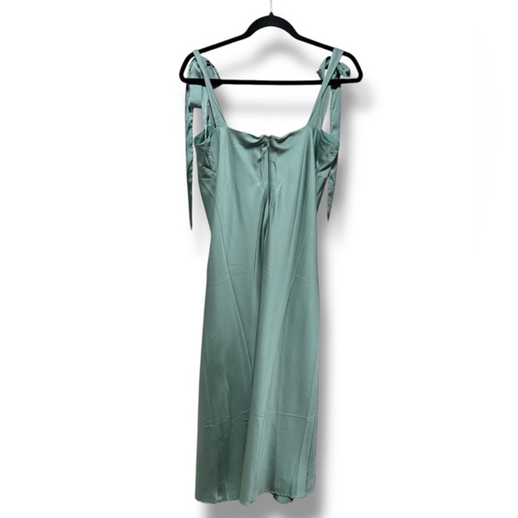 Hutch Mint Green Satin Slip Bow Shoulder Tie Midi Dress Formal Wedding Size 8 - Picture 6 of 9